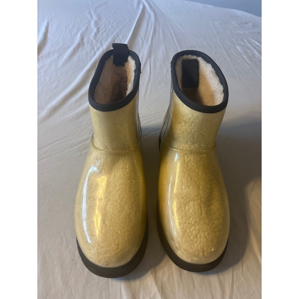 UGG Classic Clear Mini Rain Boots Women Size 9 Natural Black Good Waterproof